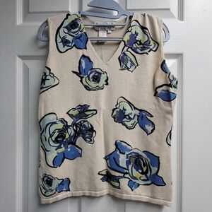 Joseph A. - Sleeveless Floral V-Neck Top Size Large